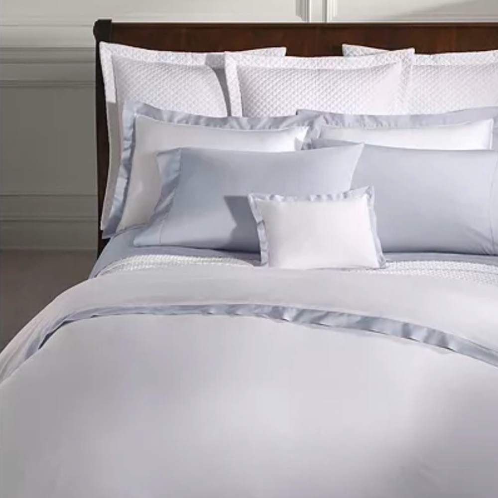 Ralph Lauren RL Organic Sateen Flat Sheet in Blue Hyacinth, Size Queen, NWT